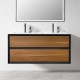 1200mm Deep Oak Plywood Wall Hung Vanity With Ceramic Double Basin