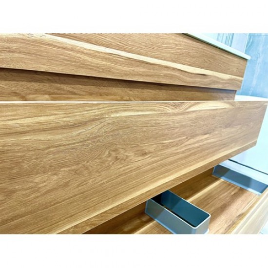ML 1500mm Plywood Floor Standing Vanity With Double Ceramic Basin Dark Oak
