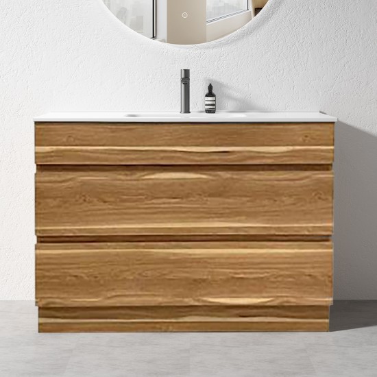 ML 1200mm Plywood Floor Standing Vanity With Single Ceramic Basin Dark Oak