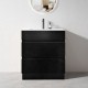 ML 600mm Black Plywood Floor Standing Vanity With Ceramic Basin