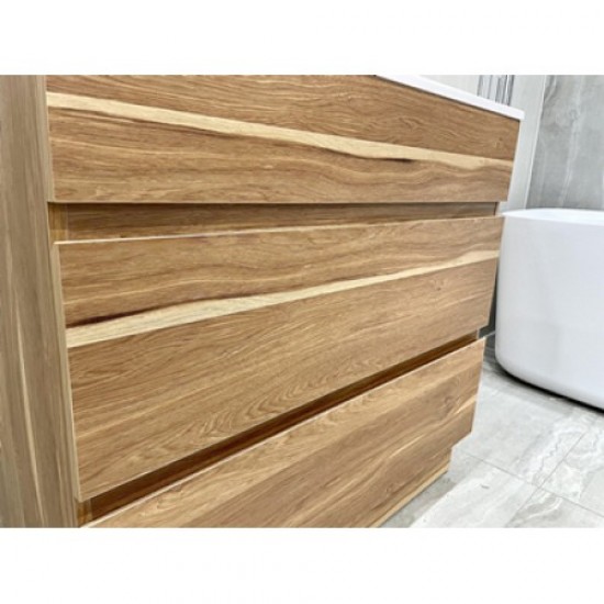 ML 750mm Dark Oak Plywood Floor Standing Vanity With Ceramic Basin