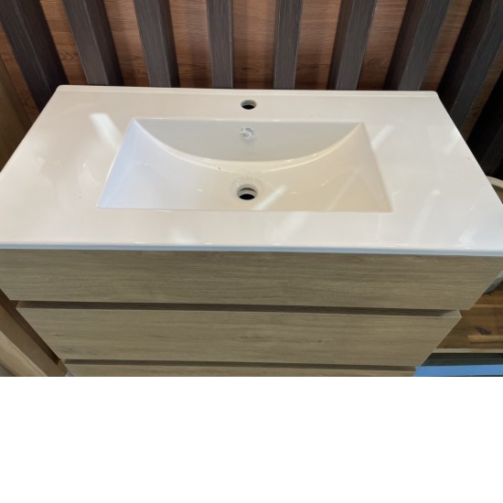 SAMPLE SALE-Sara 900mm Light Oak Plywood Floor Standing Vanity With Ceramic Basin