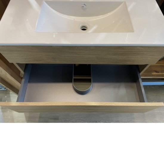 SAMPLE SALE-Sara 900mm Light Oak Plywood Floor Standing Vanity With Ceramic Basin