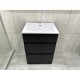 Susan 600mm Black Plywood Floor Standing Vanity With Ceramic Basin