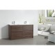 TB 1500mm Plywood Floor Standing Vanity With Double Ceramic Basin Dark Oak