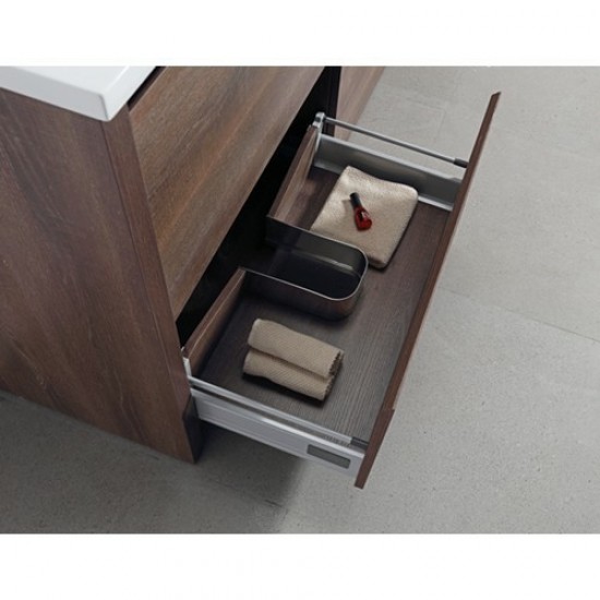 TB 1500mm Plywood Floor Standing Vanity With Double Ceramic Basin Dark Oak