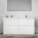 TB 1500mm Gloss White Plywood Floor Standing Vanity With Double Ceramic Basin