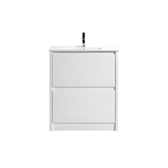 TBW 600mm White Plywood Floor Standing Vanity With Ceramic Basin