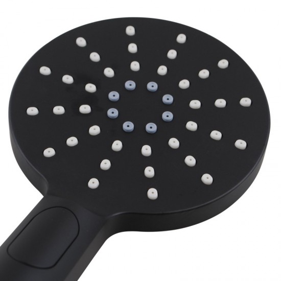 Round Black ABS 3 Function Handheld Shower with Shower Hose