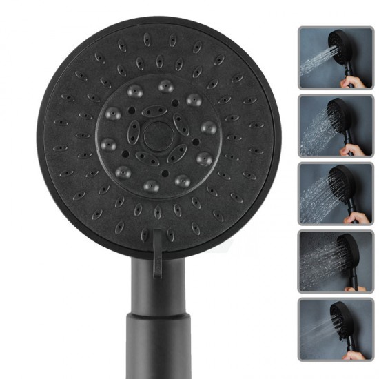 ABS Matt Black 5 Functions Round Handheld Shower Only