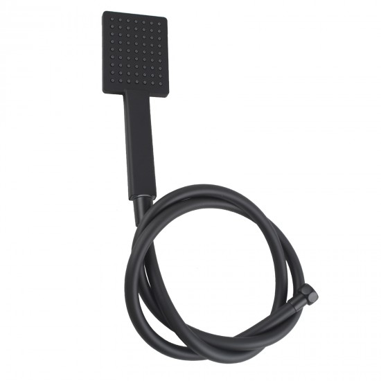 Black Square HandHeld Shower Head With Water Hose