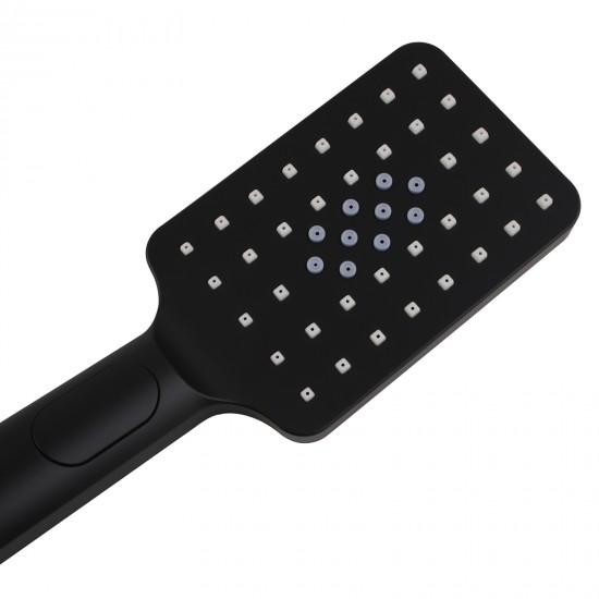 Square 3 Functions Matte Black Rainfall Hand Held Shower Head Only