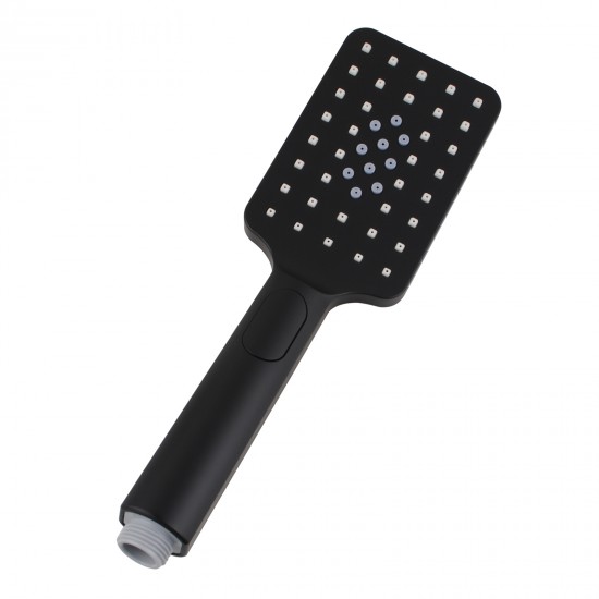 Square 3 Functions Matte Black Rainfall Hand Held Shower Head Only