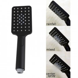 Square 3 Functions Matte Black Rainfall Hand Held Shower Head Only Square 3 Functions Matte Black Rainfall Hand Held Shower Head Only