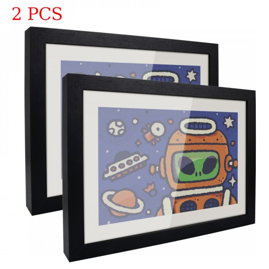 2PCs A4 Wooden Kids Art Frame Children Artwork Display Changeable Front Opening Table Stand Black 2PCs A4 Wooden Kids Art Frame Children Artwork Display Changeable Front Opening Table Stand Black