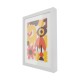 A4 Wooden Kids Art Frame Children Artwork Display Changeable Front Opening Table Stand White
