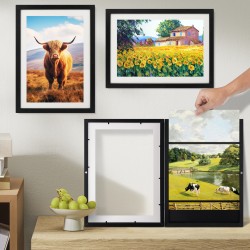 A3 Wooden Kids Art Frame Children Art Black Color Frame Changeable Front Opening Artwork Display