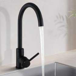 Euro Gooseneck Round Matt Black Kitchen/Laundry Sink Mixer Taps Swivel Kitchen Tapware Euro Gooseneck Round Matt Black Kitchen/Laundry Sink Mixer Taps Swivel Kitchen Tapware