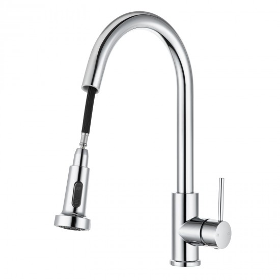 Euro Round Chrome Pull Out/Down Spray Kitchen/Laundry Sink Mixer Taps Swivel Kitchen Tapware