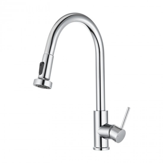 Euro Round Chrome Pull Out/Down Spray Kitchen/Laundry Sink Mixer Taps Swivel Kitchen Tapware