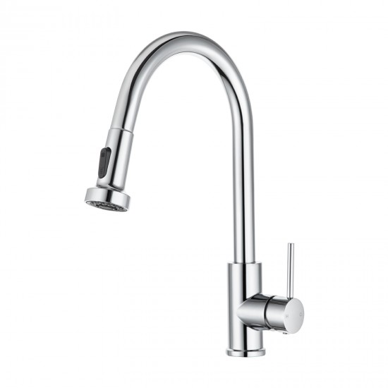 Euro Round Chrome Pull Out/Down Spray Kitchen/Laundry Sink Mixer Taps Swivel Kitchen Tapware