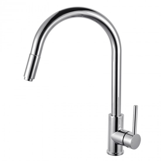 Euro Round Chrome 360° Swivel Pull Out Kitchen Sink Mixer Tap DR Brass