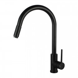 Euro Round Matt Black 360 degree Swivel Pull Out Kitchen Sink Mixer Tap DR Brass Euro Round Matt Black 360 degree Swivel Pull Out Kitchen Sink Mixer Tap DR Brass