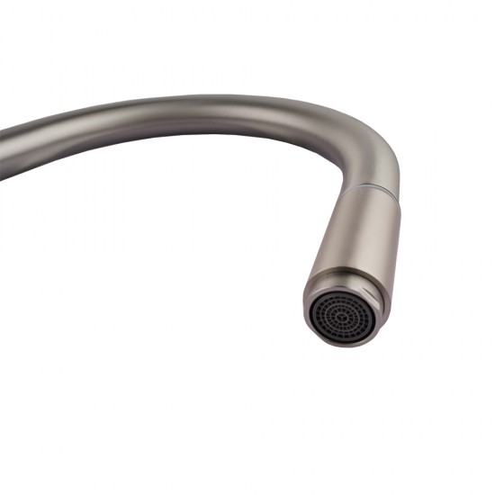 Gooseneck Brushed Nickel 360° Swivel Pull Out Kitchen Sink Mixer Tap Solid Brass