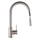Gooseneck Brushed Nickel 360° Swivel Pull Out Kitchen Sink Mixer Tap Solid Brass