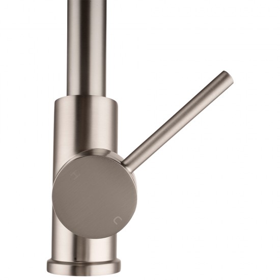 Gooseneck Brushed Nickel 360° Swivel Pull Out Kitchen Sink Mixer Tap Solid Brass