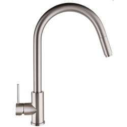 Gooseneck Brushed Nickel 360° Swivel Pull Out Kitchen Sink Mixer Tap Solid Brass Gooseneck Brushed Nickel 360° Swivel Pull Out Kitchen Sink Mixer Tap Solid Brass