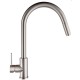 Gooseneck Brushed Nickel 360° Swivel Pull Out Kitchen Sink Mixer Tap Solid Brass