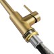 Gooseneck Brushed Yellow Gold 360° Swivel Pull Out Kitchen Sink Mixer Tap Solid Brass