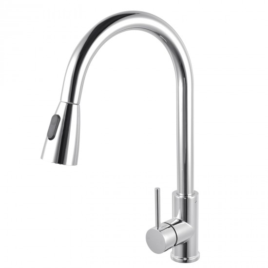 Euro Round Chrome Pull Out/Down Shower Kitchen/Laundry Sink Mixer Taps Swivel Kitchen Tapware