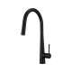 Euro Matte Black Solid Brass Round Mixer Tap with Smart Touch and 360 Swivel and Pull Out for kitchen