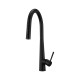 Euro Matte Black Solid Brass Round Mixer Tap with Smart Touch and 360 Swivel and Pull Out for kitchen
