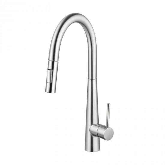 Euro Brushed Nickel Solid Brass Round Mixer Tap with Smart Touch and 360 Swivel and Pull Out for kitchen