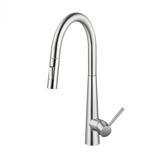 Euro Brushed Nickel Solid Brass Round Mixer Tap with Smart Touch and 360 Swivel and Pull Out for kitchen