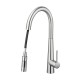 Euro Brushed Nickel Solid Brass Round Mixer Tap with Smart Touch and 360 Swivel and Pull Out for kitchen