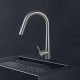 Euro Brushed Nickel Solid Brass Round Mixer Tap with Smart Touch and 360 Swivel and Pull Out for kitchen