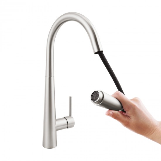 Euro Round Brushed Nickel Pull Out/Down Kitchen/Laundry Sink Mixer Taps Swivel Kitchen Tapware