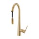 Pentro Round Brushed Yellow Gold 360 degree Swivel Pull Out Kitchen Sink Mixer Tap