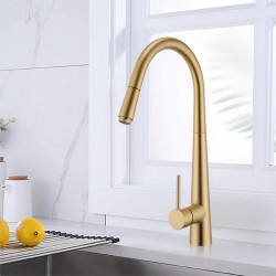 Pentro Round Brushed Yellow Gold 360 degree Swivel Pull Out Kitchen Sink Mixer Tap Pentro Round Brushed Yellow Gold 360 degree Swivel Pull Out Kitchen Sink Mixer Tap