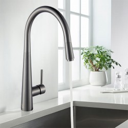 Euro Round Gunmetal Grey 360° Swivel Pull Out Kitchen Sink Mixer Tap Solid Brass Euro Round Gunmetal Grey 360° Swivel Pull Out Kitchen Sink Mixer Tap Solid Brass