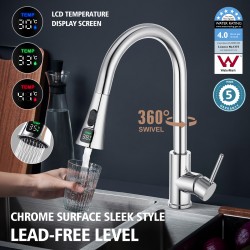 Gooseneck Pull Out LCD Display Kitchen Laundry Sink Mixer Tap 360° Swivel Chrome Faucet Gooseneck Pull Out LCD Display Kitchen Laundry Sink Mixer Tap 360° Swivel Chrome Faucet