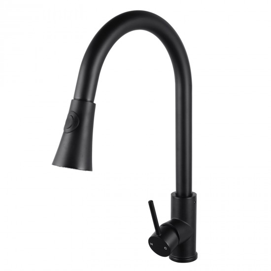 Euro Round Nero Black Pull Out/Down Kitchen/Laundry Sink Mixer Taps Swivel Kitchen Tapware