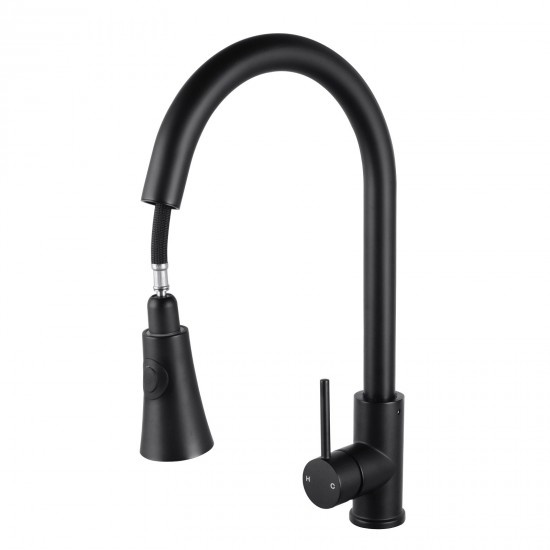 Euro Round Nero Black Pull Out/Down Kitchen/Laundry Sink Mixer Taps Swivel Kitchen Tapware