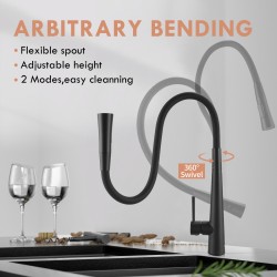 Matt Black Solid Brass Mixer Tap with Flexible Rubber Spout 360 Swivel for Kitchen Matt Black Solid Brass Mixer Tap with Flexible Rubber Spout 360 Swivel for Kitchen
