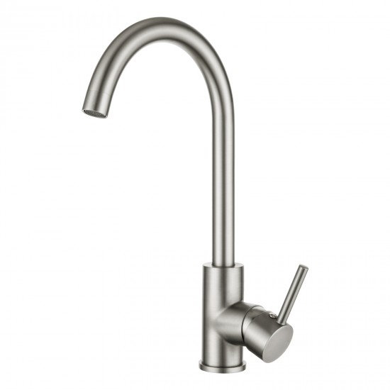 Euro Round Brushed Nickel Kitchen Sink Mixer Tap 360° Swivel