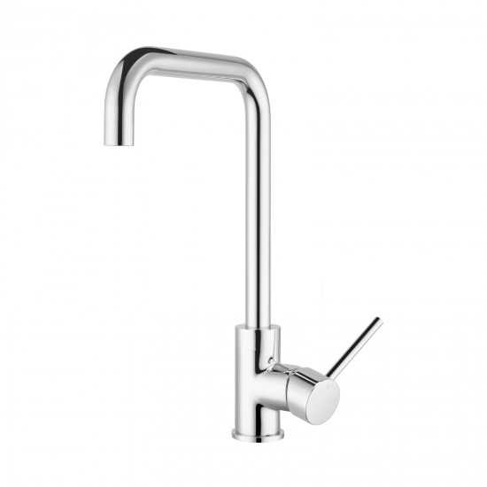 Round Chrome 360 degree Swivel Kitchen Sink Mixer Tap Gooseneck Spout